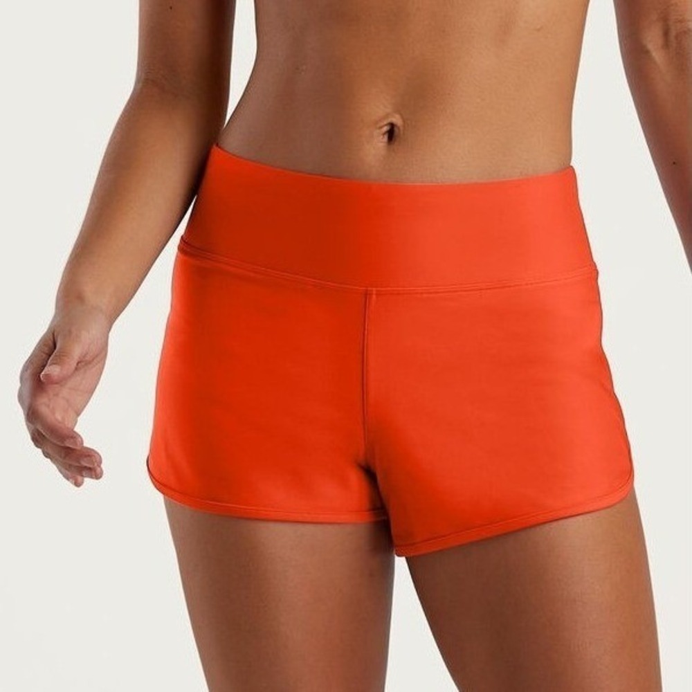 Title Nine Nalu Paddle Board Swim Shorts Womens L Orange Lined Surf UPF 50 Beach